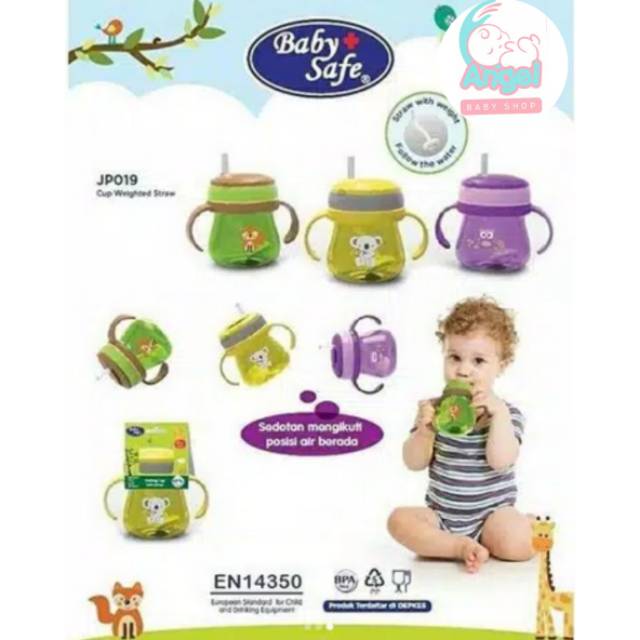 Baby safe jp019 250ml botol minum sedotan+ pemberat