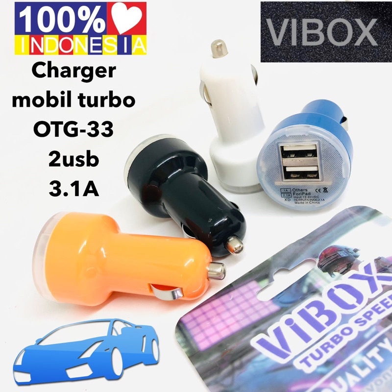 Ready VIBOX CAR CHARGER MOBIL TURBO SPEED OTG-33 2Usb 3.1A