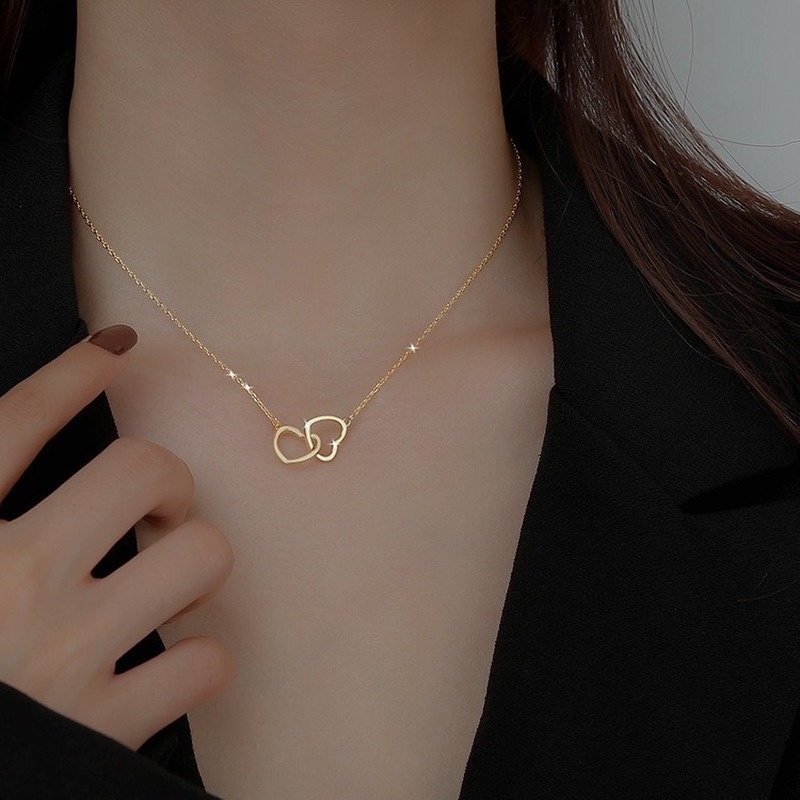 Double Ring Heart-Shaped Simple Fashion Necklace