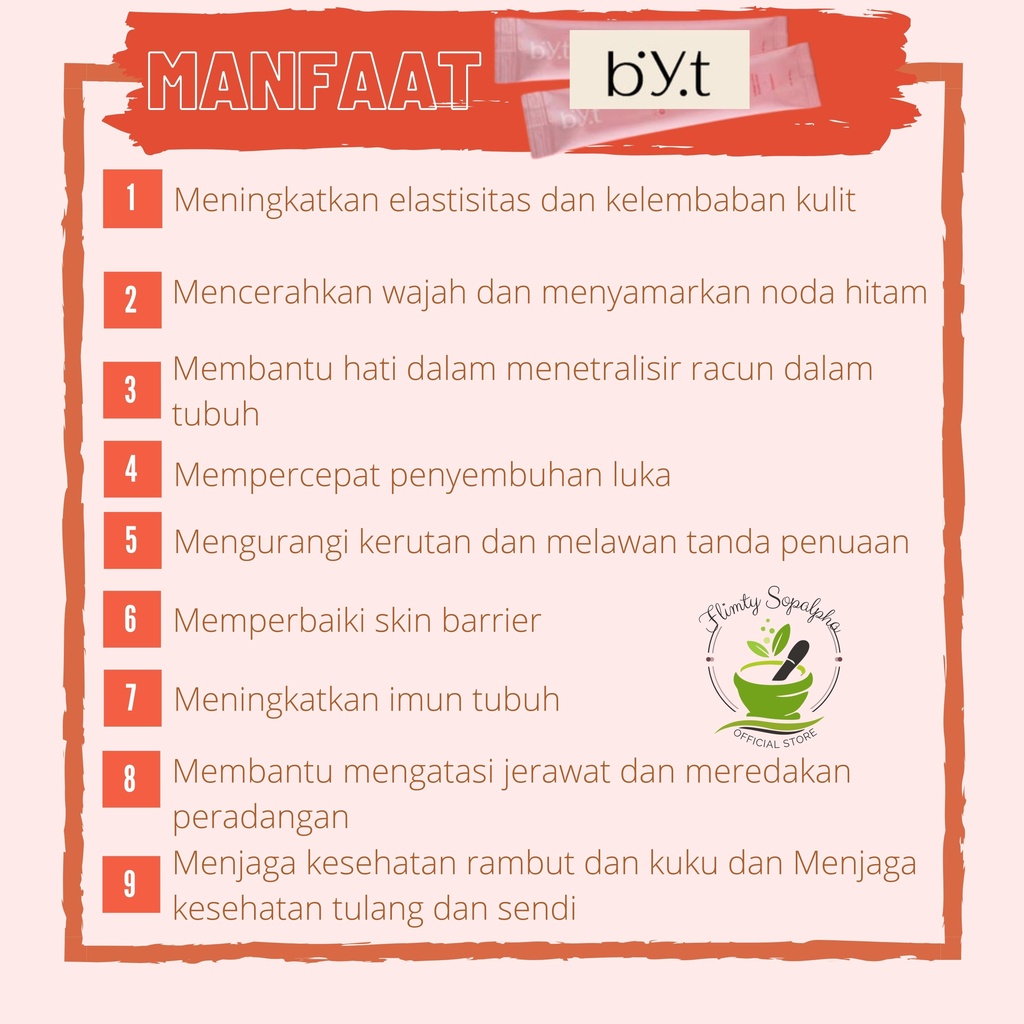 BYT Colla Byoote Collagen 1 Box Isi 16 Byotee Byote Kolagen Tripeptide Premium Ampuh Aman Halal BPOM Menyembuhkan Jerawat Bekas Luka Peradangan Nyeri Sendi dan Tulang Memutihkan Melembabkan Kulit Menghilangkan Kerutan Dan Penuaan