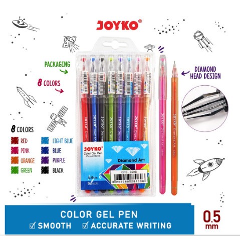 

Color Gel Pen Pulpen Pena Joyko GPC-309S 8 Warna 0.5 mm