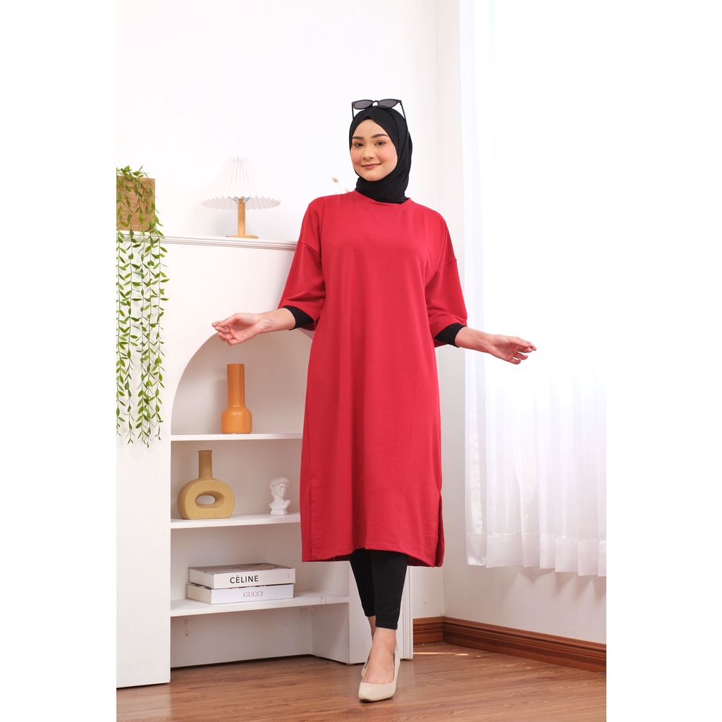 MIDI DRESS BASIC Tee OVERSIZE KAOS Jumbo Long tunik TSHIRT DRESS POLOS