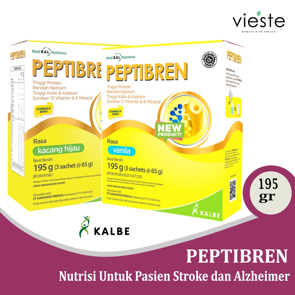 

PEPTIBREN - Vanilla & Kacang Hijau - Nutrisi Susu Pasien Pasca Stroke & Pikun Rendah Lemak
