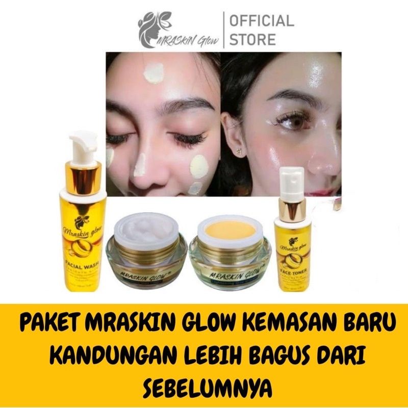 Paket Wajah Mraskin Glow Original BPOM Cream Pemutih Wajah Ampuh/Cream Acne