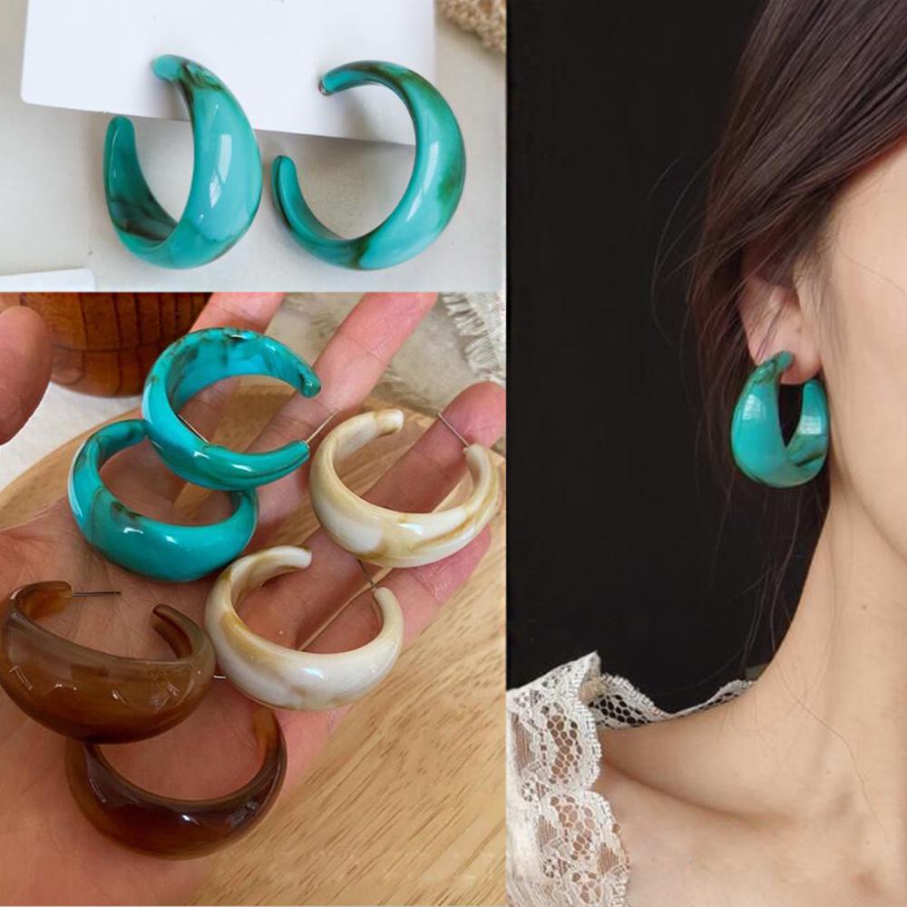 Preva Anting Warna-Warni Akrilik Hadiah Pernyataan Untuk Wanita Hoop Menjuntai Earrings Asam Asetat