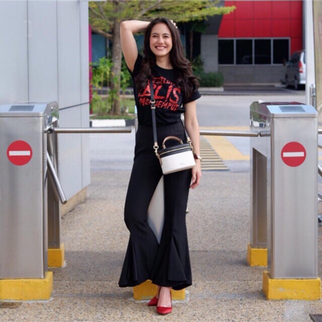 S XXXL CELANA  HITAM  WANITA  RUFFLE PANTS CELANA  CUTBRAY  