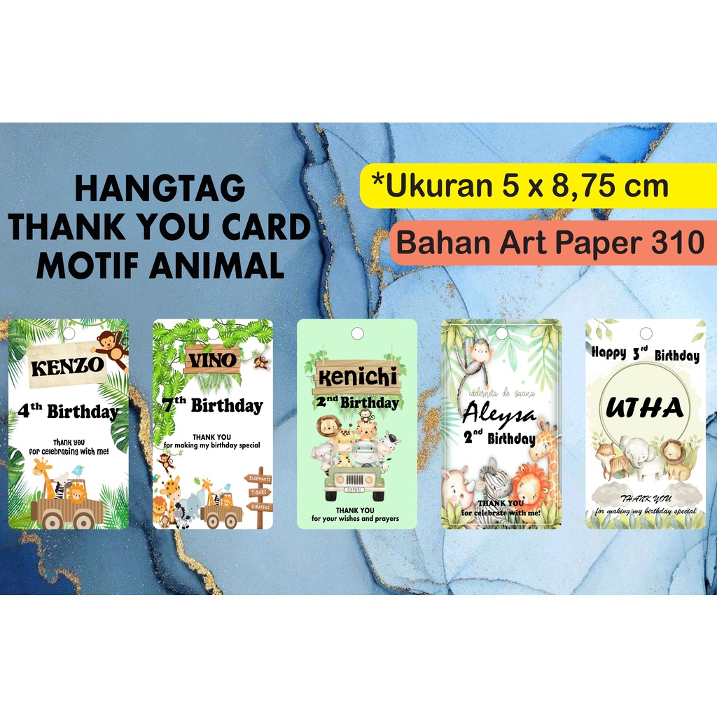 

[10 pcs] Hang tag terima kasih ulang tahun thank you card hangtag birthday series animal zoo forest