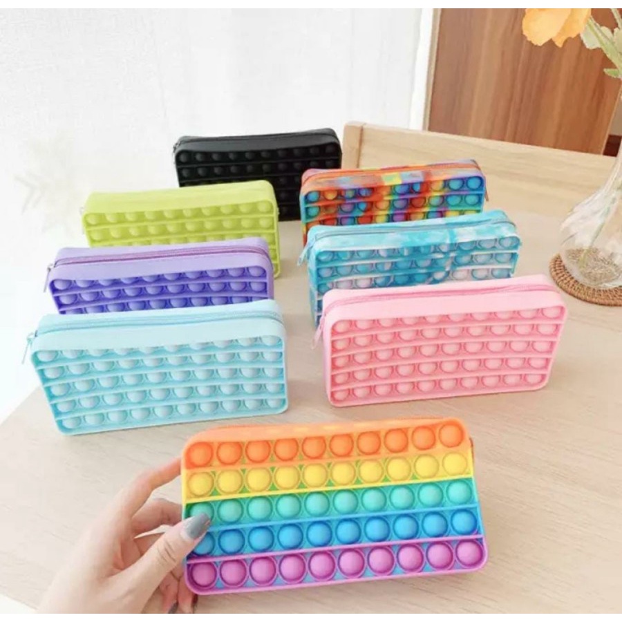 

Kotak Pensil Pen Alat Tulis Silikon Popsicle Pelangi Rainbow Pencil Case