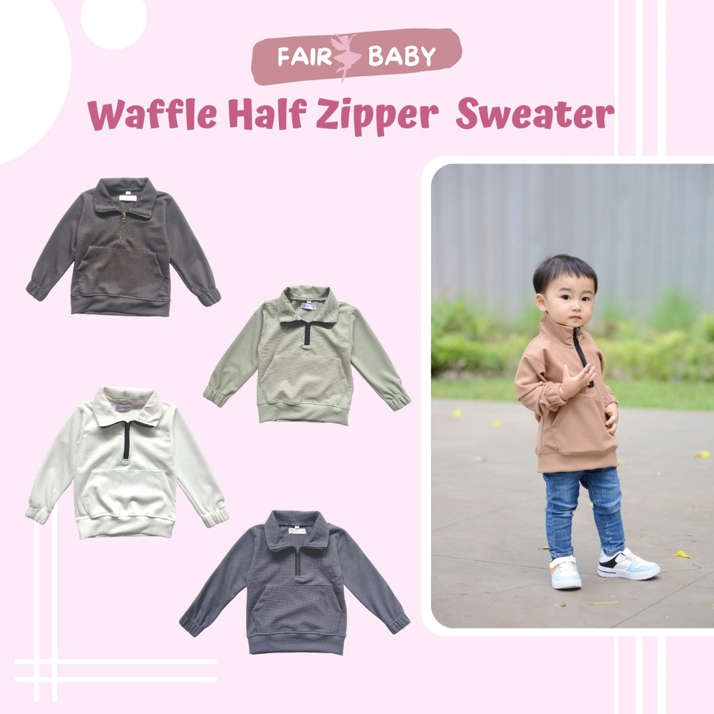 Fairy Baby Waffle Half Zipper | Sweater Waffle Bayi 0-2 Tahun