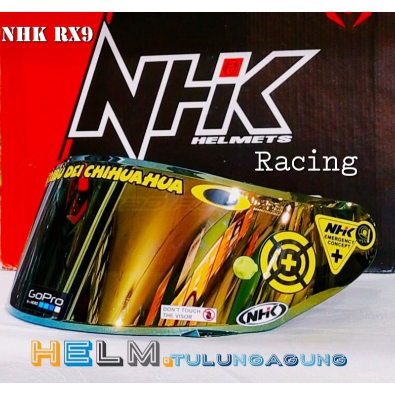 flat visor iridium NHK RX9 dan GM race pro bonus stiker visor