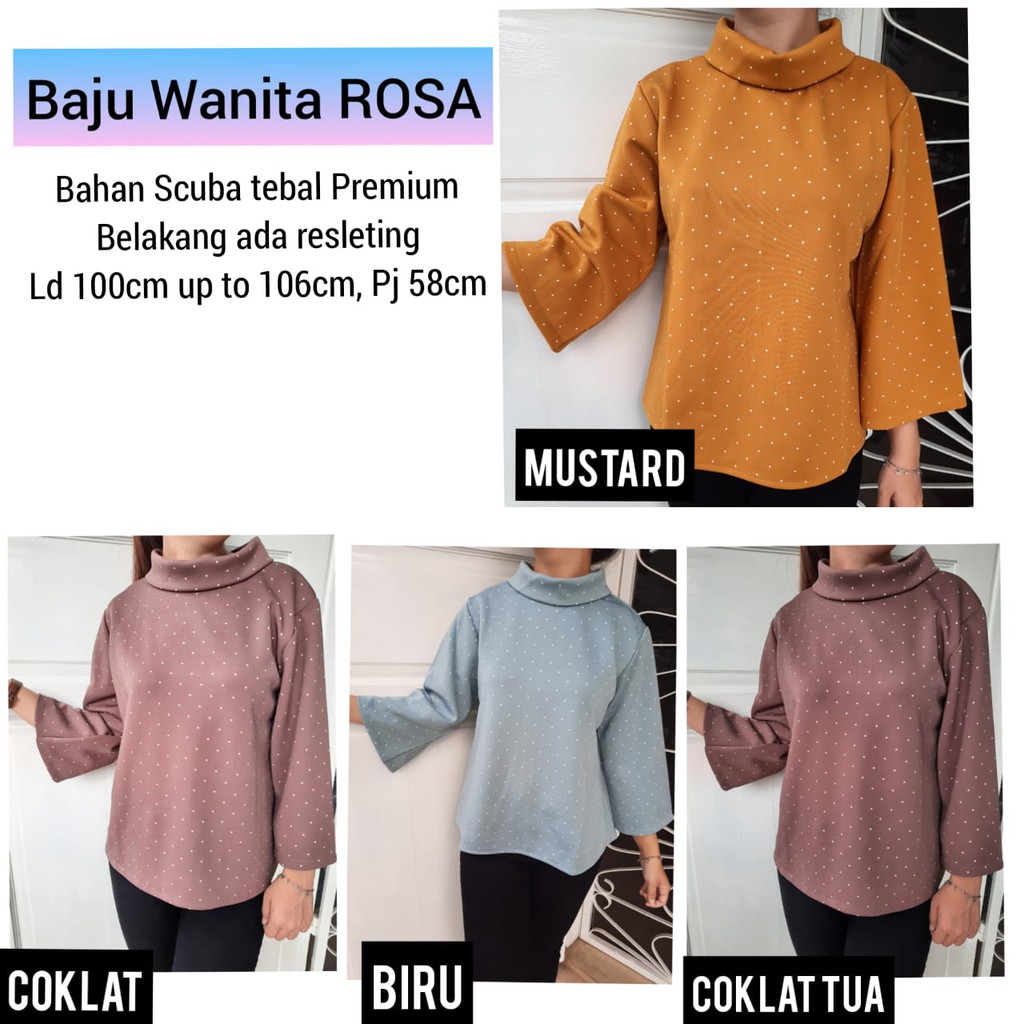 TOTOTAshop. Baju Wanita ROSA MG, Bahan SCUBA Premium, Lengan panjang