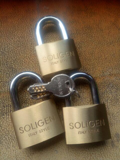 Gembok Soligen 50mm X 3 Pcs Kuningan Masterkey