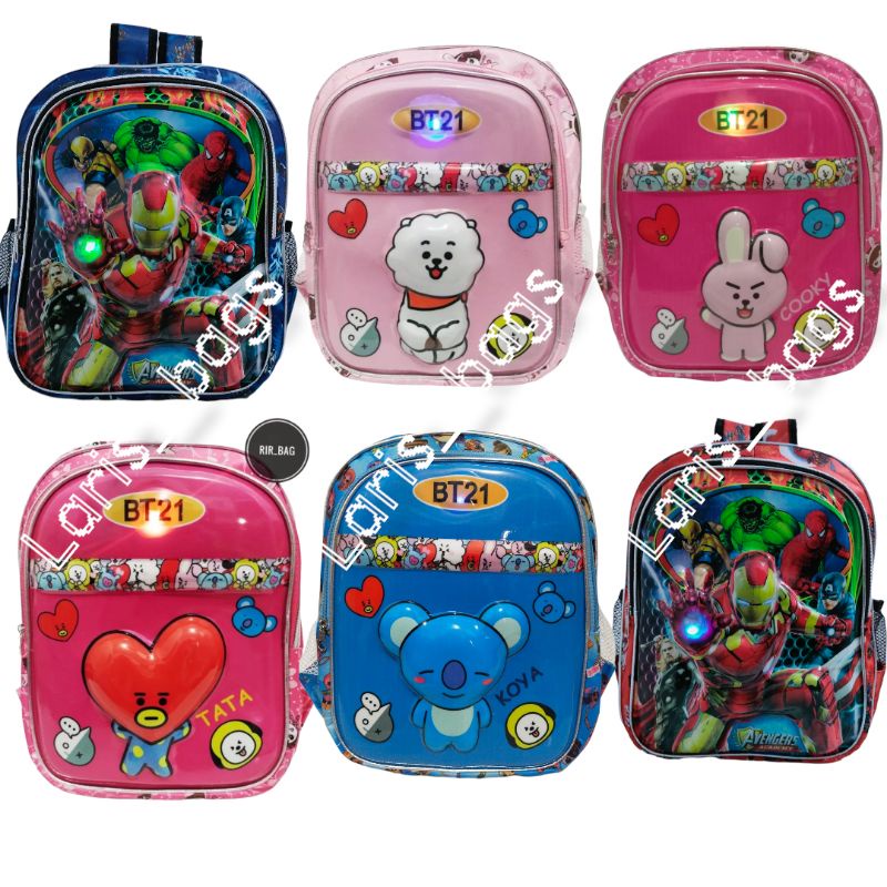 Tas sekolah anak perempuan/Tas sekolah anak laki laki/Tas anak evenger LED SD/Tas anak bt21 LED/Tas anak murah/Tas anak/Ransel anak/Tas anak murah/Tas anak karkter terbaru