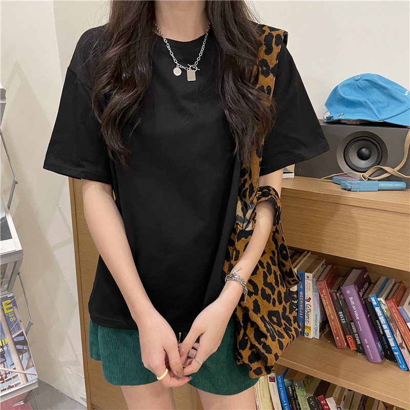 [chaoo.id] korean style atasan wanita/atasan warna putih/baju atasan Loose wanita /atasan kaos atasan wanita/Printed T-shirt/ kaos atasan baggy wanita