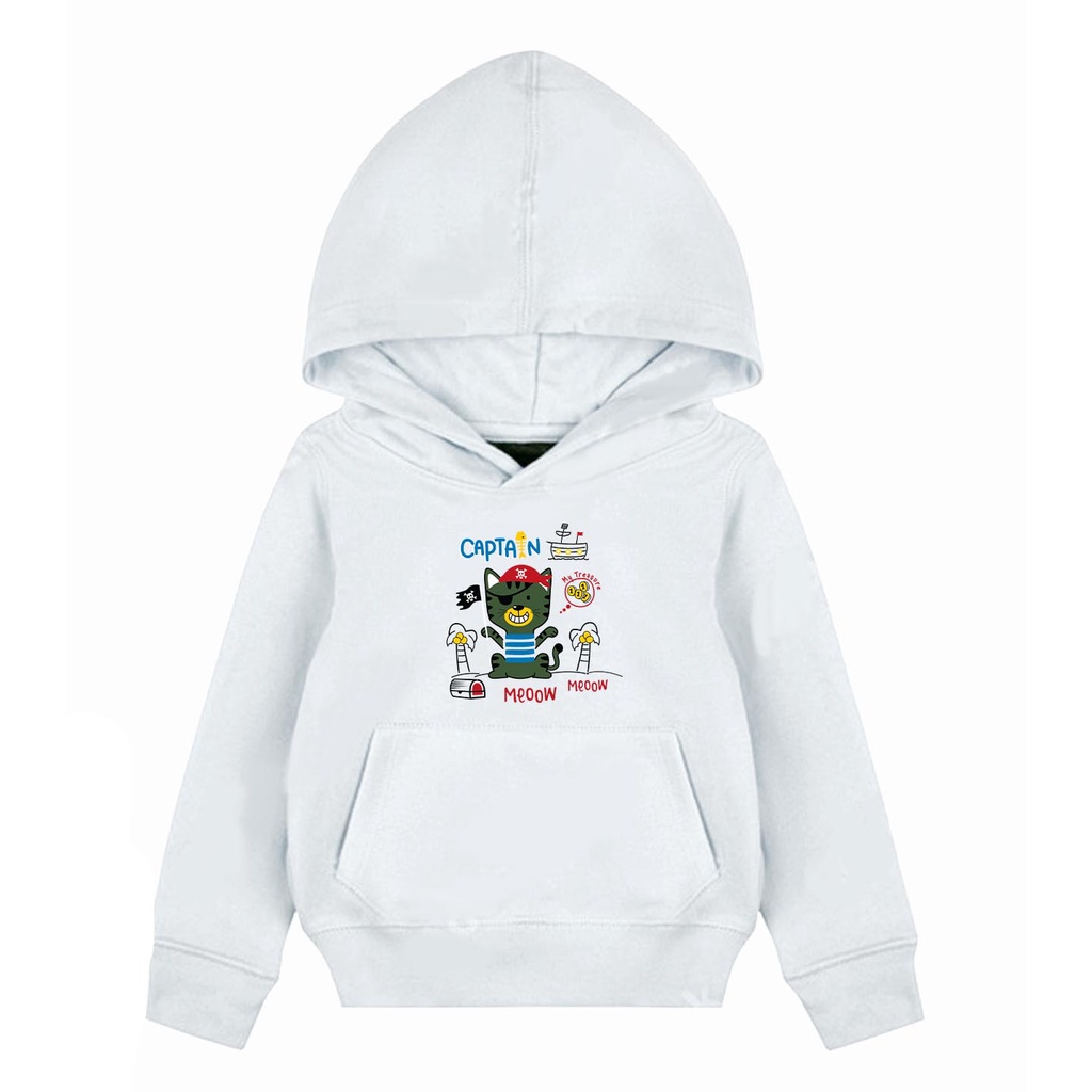 Hoodie Anak Captain Meow Sweater Pakaian Fleece Anak M - XL