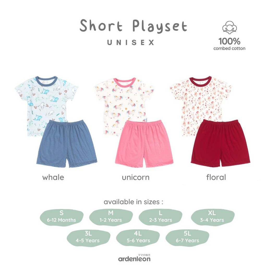 [Size S-XL] Ardenleon Print Short Playset Setelan Pendek Celana Pendek Motif Anak