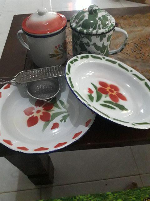 Gelas Kembang 10cm Mug Enamel Seng Blek Jadul Vintage