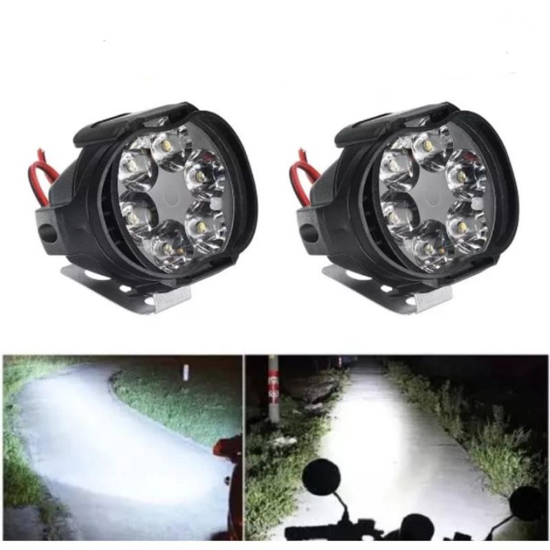 Lampu Tembak Sorot LED 6 Mata Work Light Cree Pasang Di Spion Motor 6 Watt