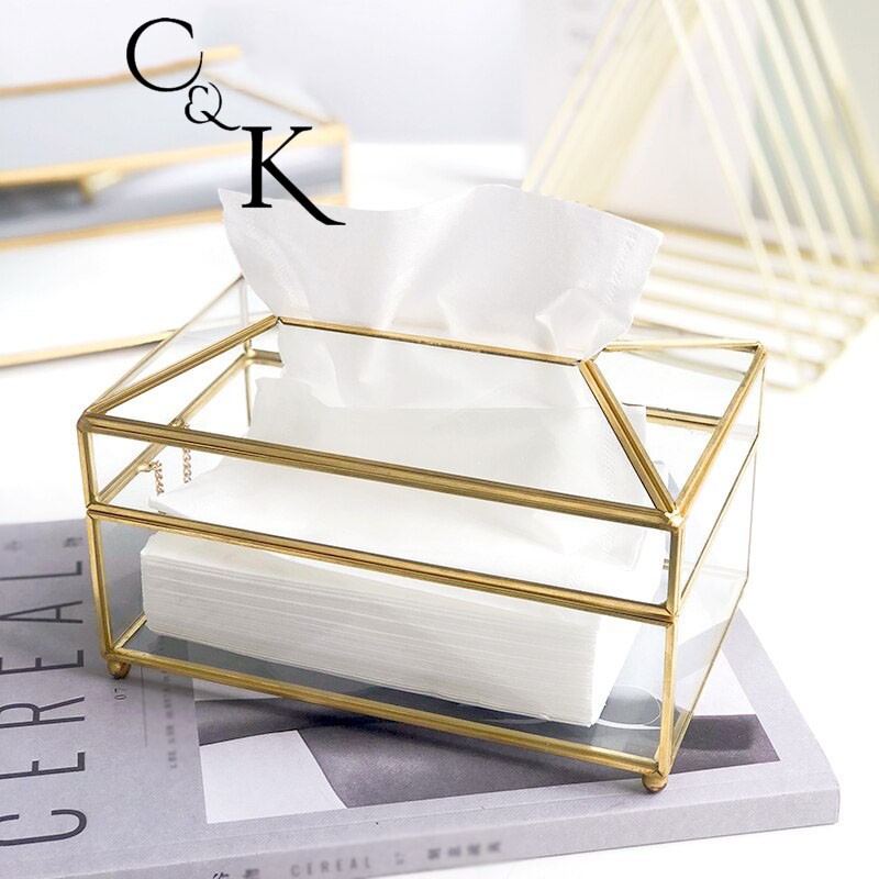 Tempat Tisu Kaca / Tissue Box / Nordic Tissue Glass / Box Tisu Mewah Elegan / Kotak Tisu Kaca