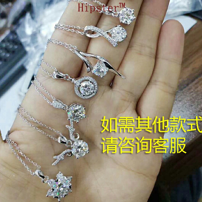 New Hot Fashion Trendy Grace Luxury Moissanite Pendant White Gold Necklace