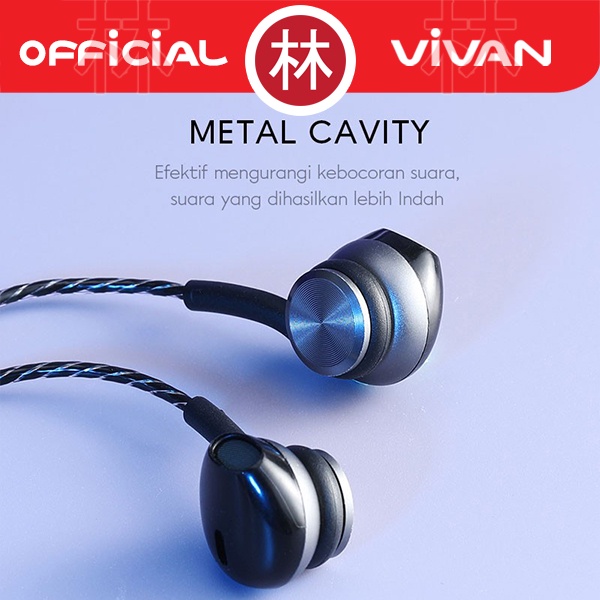 VIVAN Q12 Semi In-Ear Deep Bass Audio Quality Metal Wired Earphone