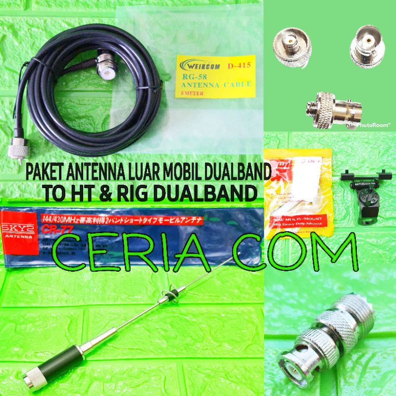 PAKET ANTENA MOBIL TO HT DUALBAND CR77 / PAKET ANTENA LUAR RIG HT MOBIL DUALBAND CR-77 PLUS KABEL