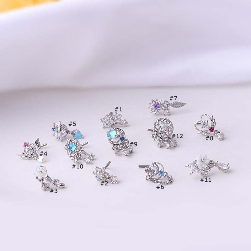 1pc Anting Tindik Hidung / Tubuh Bentuk L 20Gauge Dengan Zircon