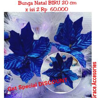  Dekorasi  ornamen bunga natal  besar  30 cm pernak pernik 