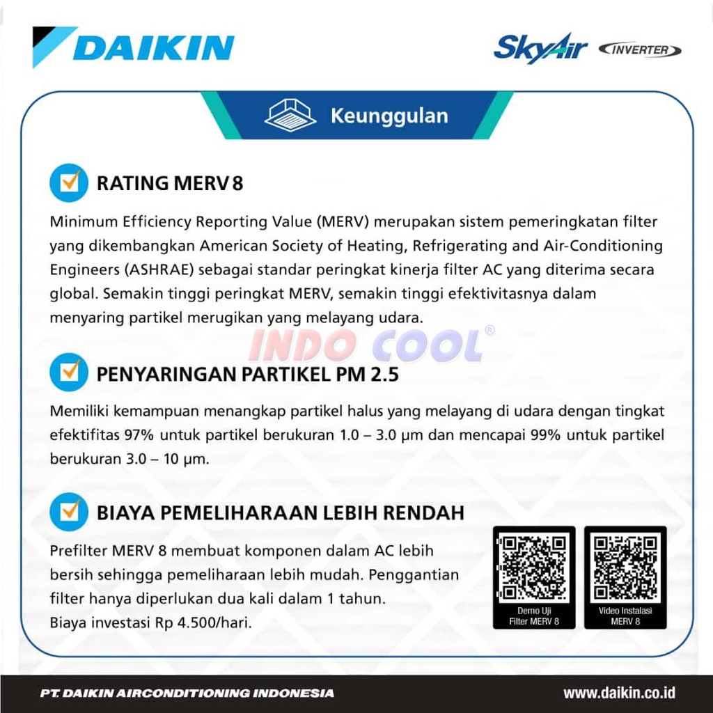 AC DAIKIN CASSETTE 2,5PK 2,5 PK INVERTER STANDART (Round Flow)