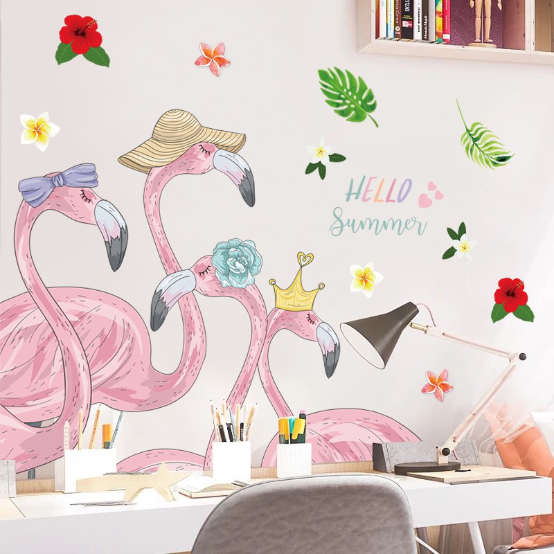 Reliza Wall Sticker Flamingo Hello Summer Bird Stiker Dinding LDR