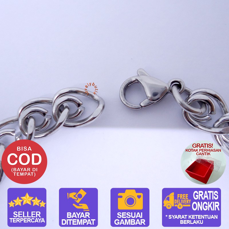 Lovelybutik Gelang Tangan Titanium Anti Karat Viani Gelang Rantai Wanita Titanium Ukuran 18 cm