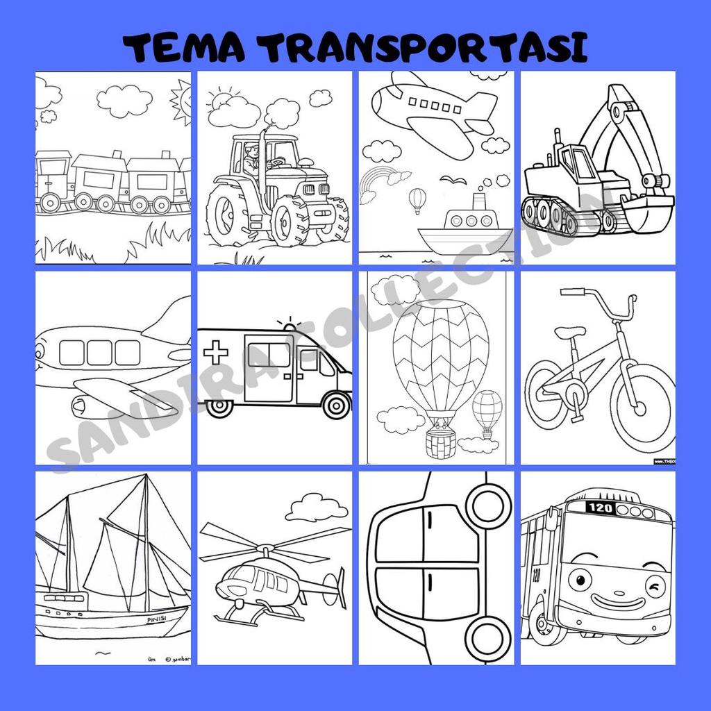 

SANDIRA - LEMBAR / GAMBAR MEWARNAI ANAK SERIES TRANSPORTASI