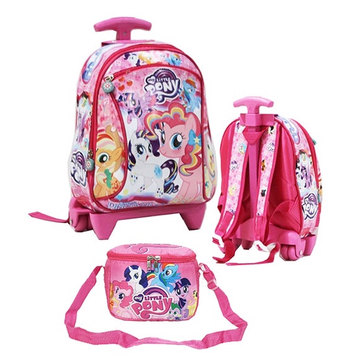 KADO CANTIK SET TROLLEY TAS DORONG ANAK PAUD PEREMPUAN Bahan Tahan Air + Tas Bekal