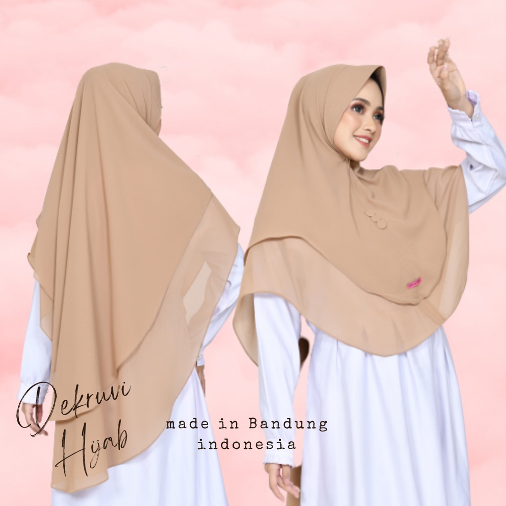 KHIMAR RAUDAH CERUTY JILBAB SYARI JUMBO 2 LAYER TIDAK NERAWANG KERUDUNG SYARI JUMBO motif kancing