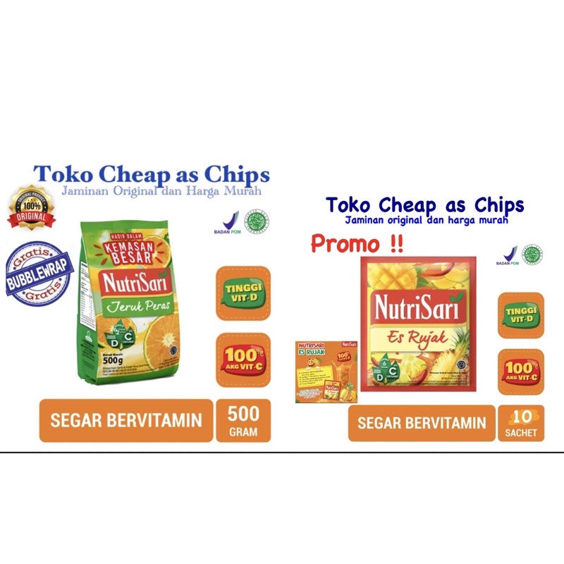 Nutrisari rasa jeruk peras 500 gr dan rasa es rujak 10 sachet