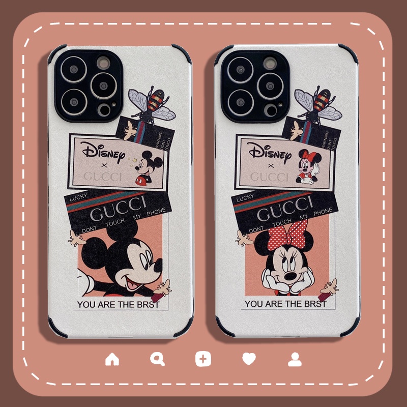 Soft case Pelindung Motif Mickey Dan Minnie Anti Jatuh Untuk IPhone 14 13 12 11 Pro max X XR XSMAX 7 8 Plus