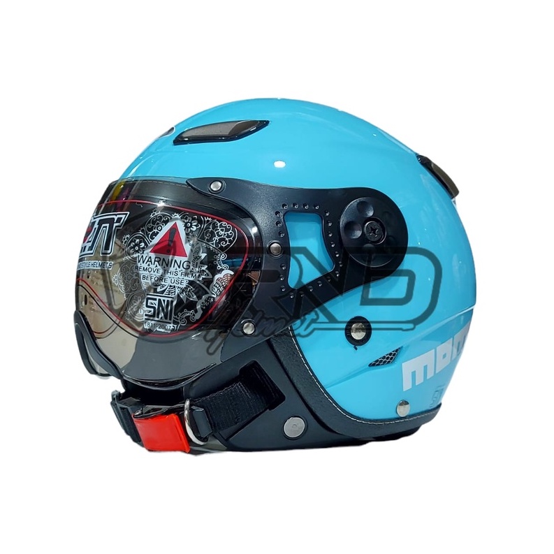 Helm Bogo Retro JPN Momo Pilot Sky Blue Glossy