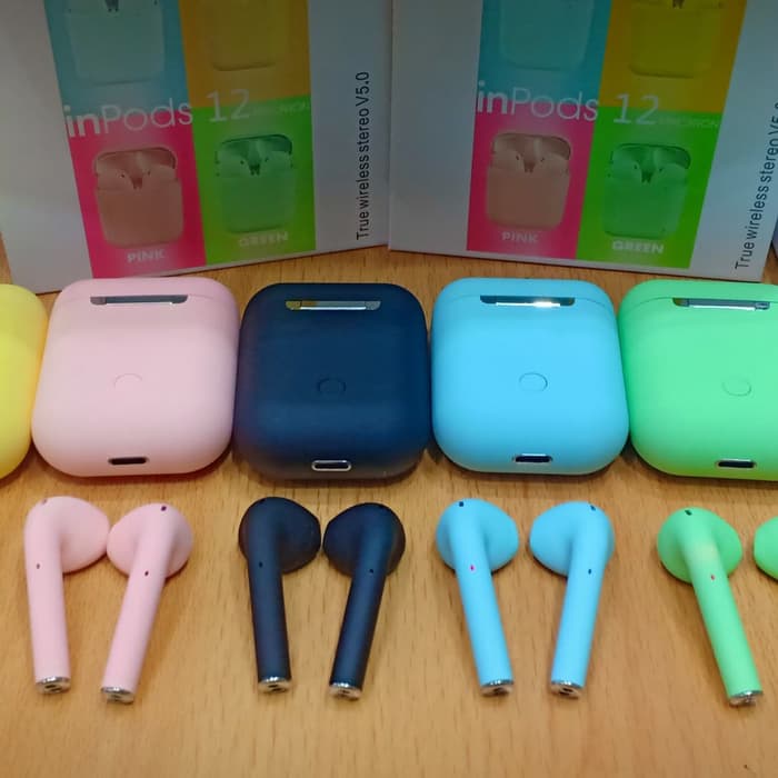 Grosir headset bluetooth inpods  i12 Macaron 12S  TWS earphone Bluetooth Wireless android