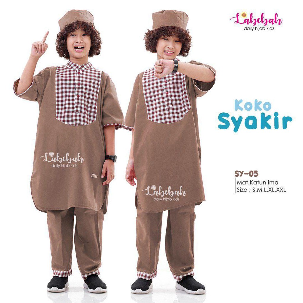 ( USIA 2 - 7TAHUN ) KOKO SYAKIR ORIGINAL LABEBAH BAHAN IMA PLATINUM KOMBINASI LINEN DENIM MOTIF KOTA
