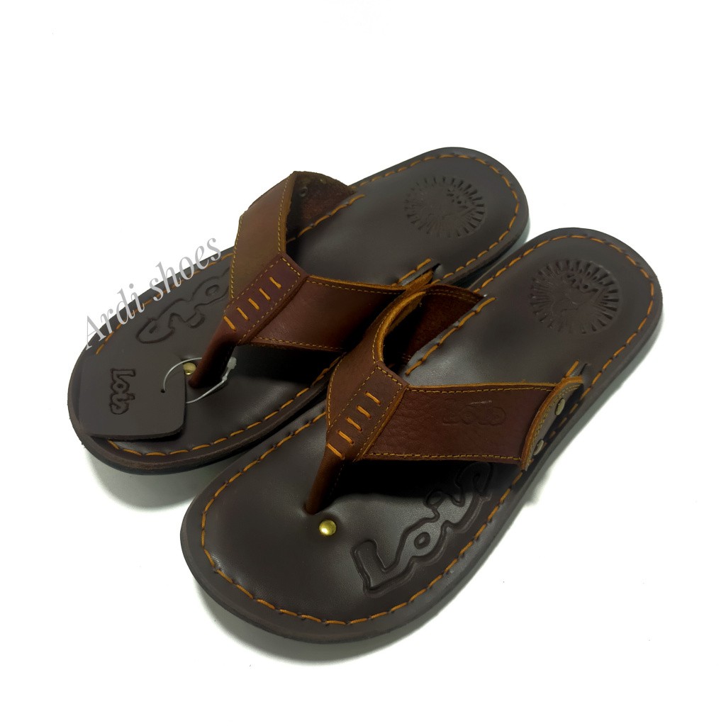 Sandal Jepit Kulit Asli Pria Slop Casual  Cowok  Sandal Slip On Sendal Murah Kekinian