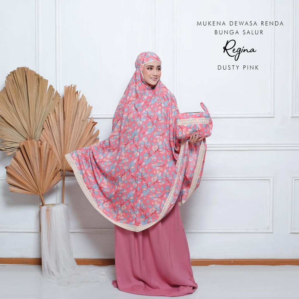 PUSAT MUKENA TASIK - MUKENA DEWASA RENDA RAYON MOTIF BUNGA SALUR REGINA