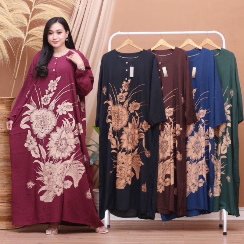 Daster Jumbo Panjang Ld 120 Kekinian Lengan Panjang Busui Kancing Depan Rayon Adem Murah