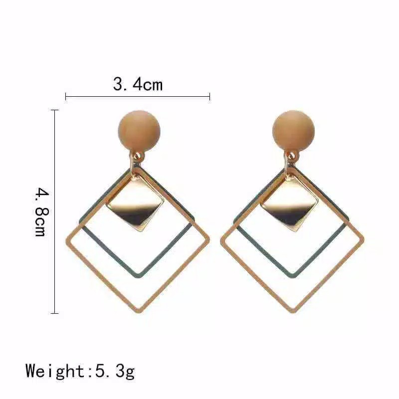 Anting Tusuk Korea Motif Geometri / Aksesoris Wanita