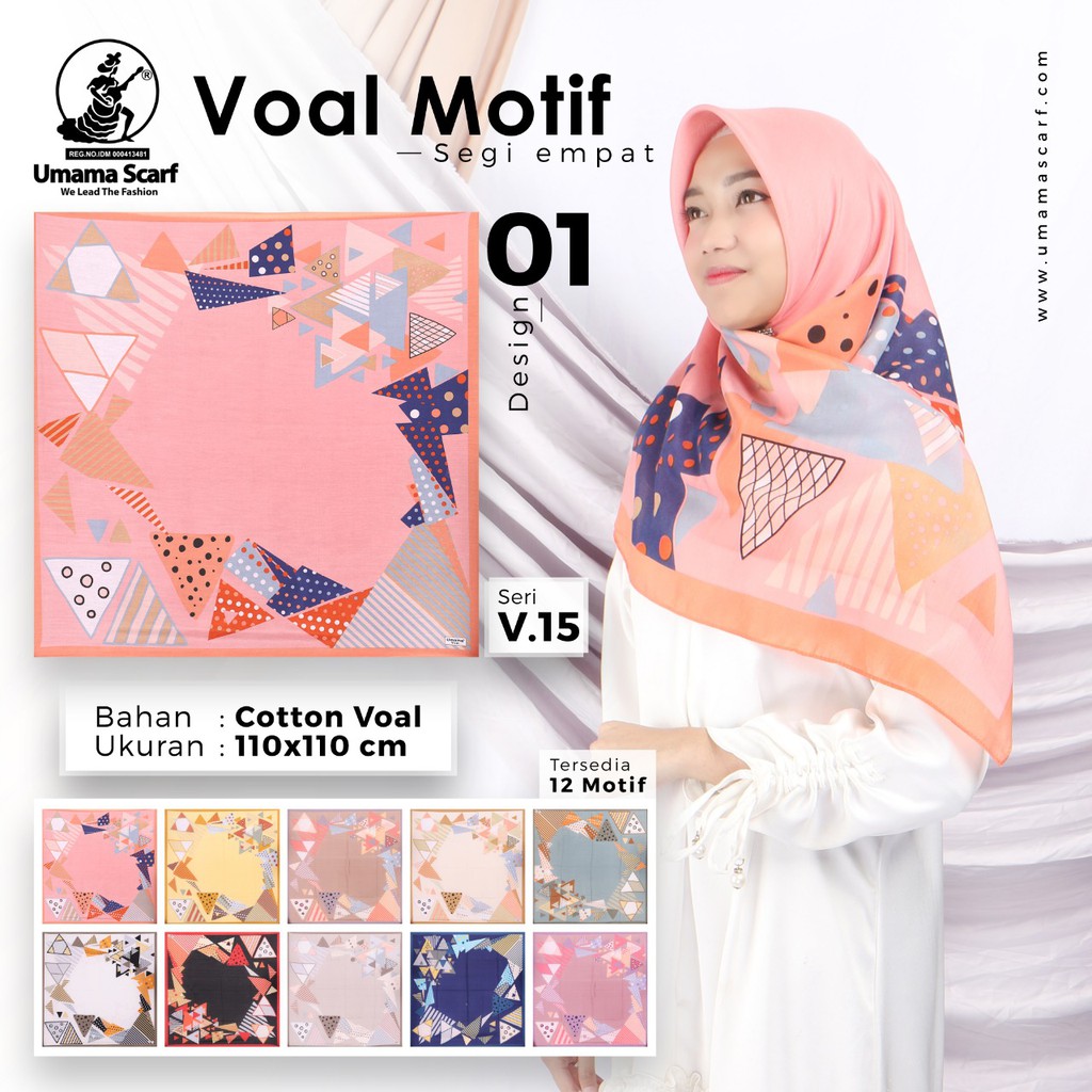 Grosir 10 Pcs Hijab Segi Empat Voal Motif 01 Bahan Cotton Voal - By Umama