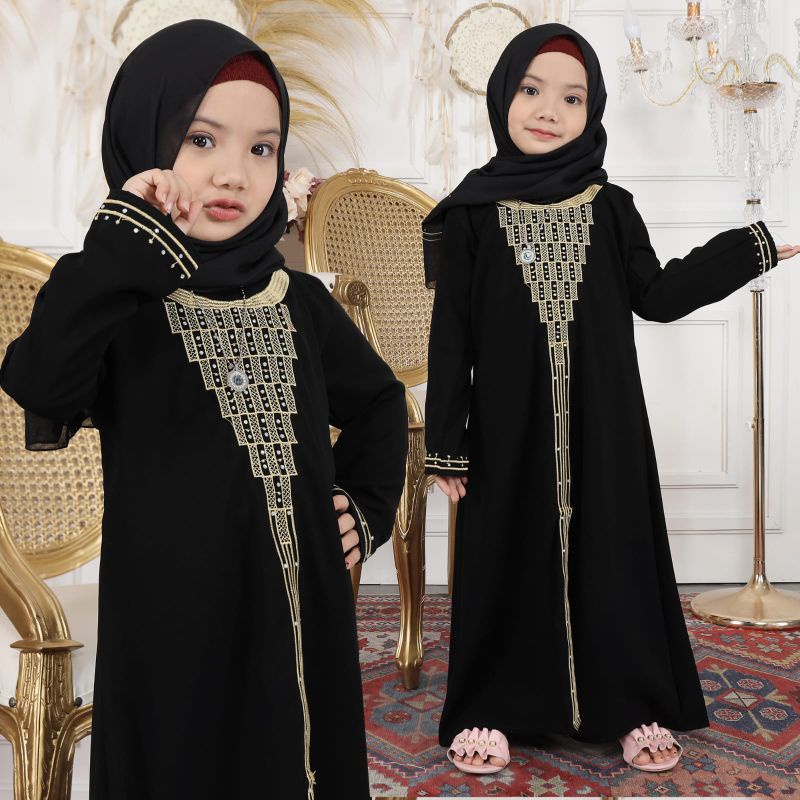 Banat Abaya Exclusive Gamis Arab Saudi Hitam Bordir Turki Umroh Turkey Anak Piramid
