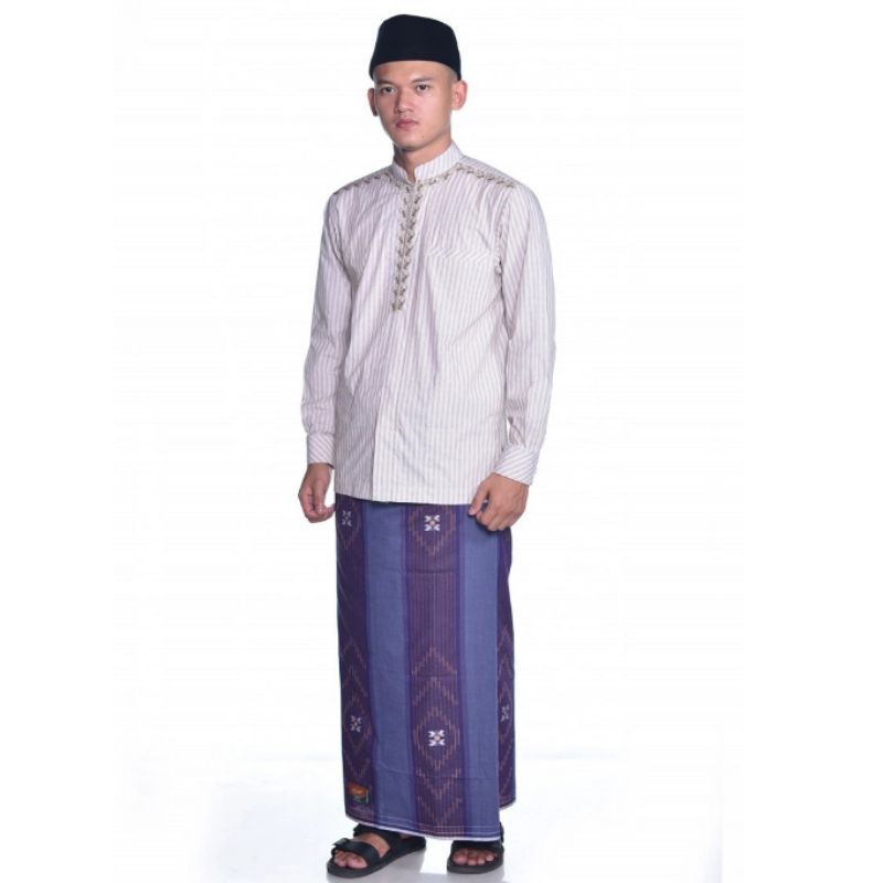 BEST QUALITY ATLAS Sarung Premium Songket warna Biru Ungu. Sarung Muslim Rayon Terbaik Lembut 770