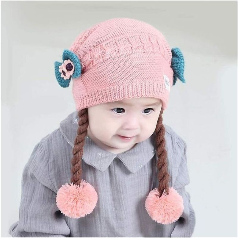 Topi Anak Perempuan Rambut Kepang / Topi Bayi Kupluk Baby Hat Wig Impor / Topi Bayi Kupluk Imut Lucu