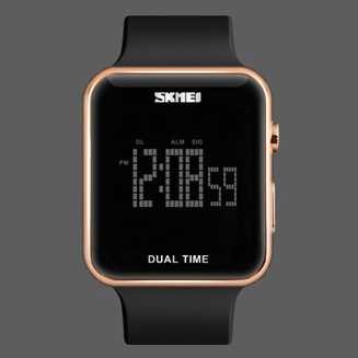 SKMEI Jam Tangan Digital Pria JT 38 Jam Tangan Karet Berkualitas Penutup Stainless Steel Anti Air