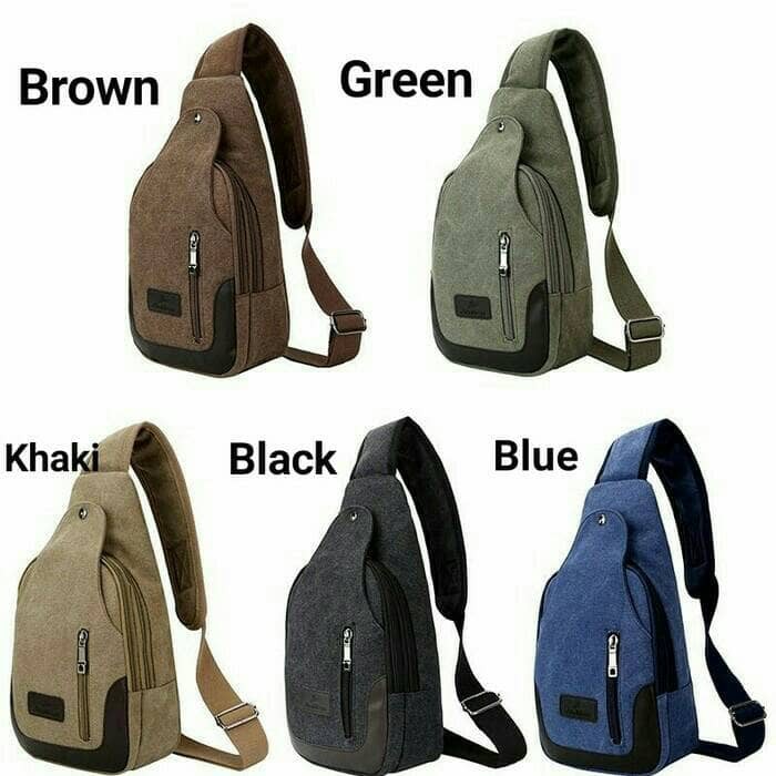Tas Selempang PRIA IMPOR Sling Bag Kulit Kanvas