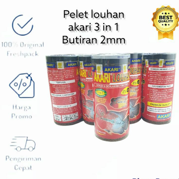 Akari Louhan 3 in 1 Makanan Pakan Pelet Ikan Louhan Lohan 100 Gram Pelet Ikan Akari Louhan 2mm